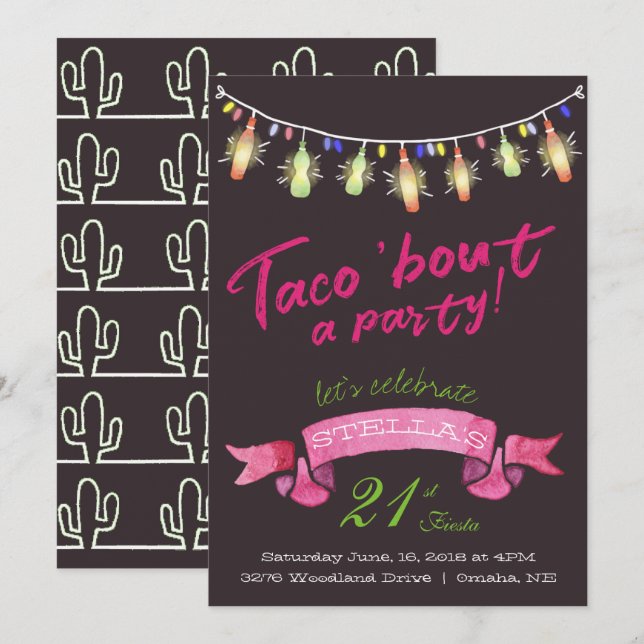 Invitación del Taco Party (Anverso / Reverso)
