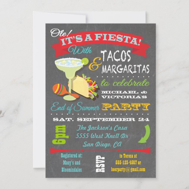 Invitación del Tacos y del fiesta del verano del (Anverso)