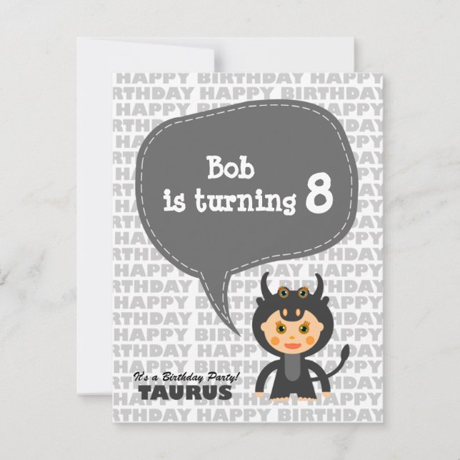 Invitación del Taurus Kids Party (Anverso)