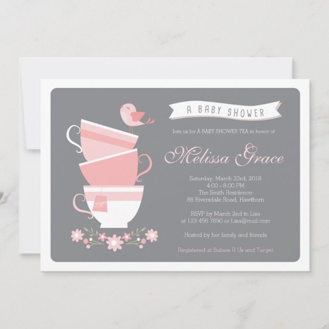 invitación del té de la fiesta de bienvenida al (Anverso)