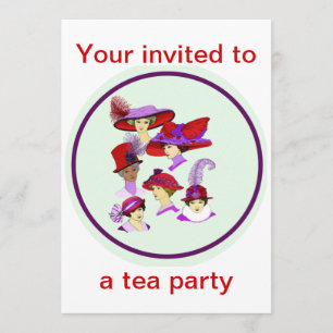 Invitación del Tea Party, mujeres vistiendo gorras