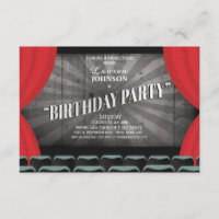 Invitación del teatro de la fiesta de cumpleaños