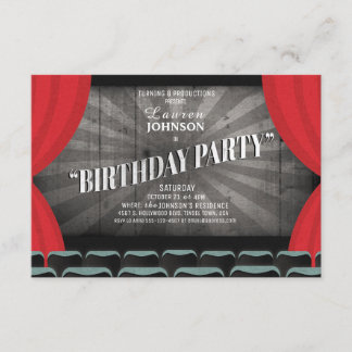 Invitación del teatro de la fiesta de cumpleaños