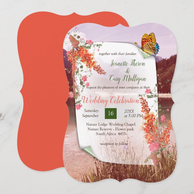 Invitación del tema botánico elegante de tono neut (Anverso / Reverso)