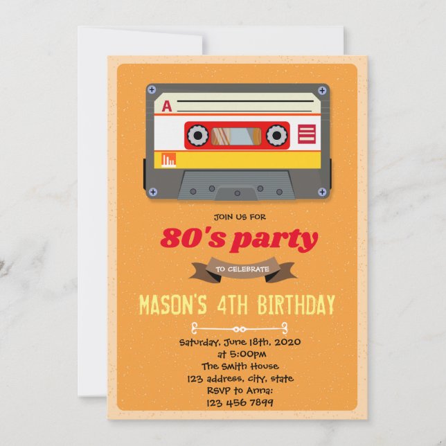 Invitación del tema del cumpleaños de la cinta de  (Anverso)