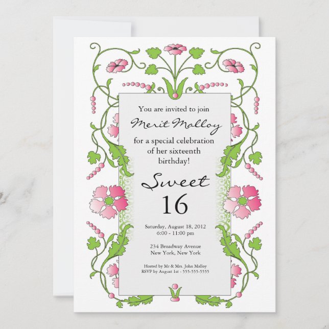 Invitación del tema del jardín (Anverso)