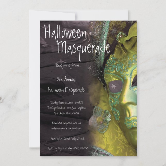 invitación del traje de Halloween de la mascarada (Anverso)