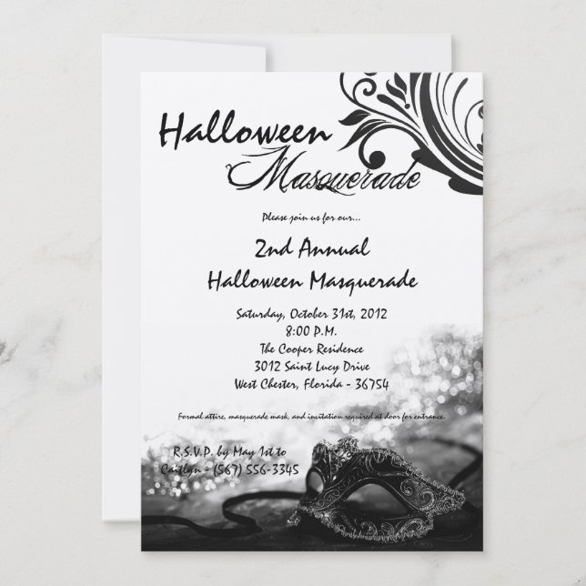 invitación del traje de Halloween de la mascarada (Anverso)