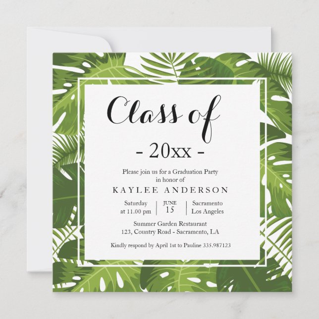 Invitación del Tropical y Elegante Partido de Grad (Anverso)