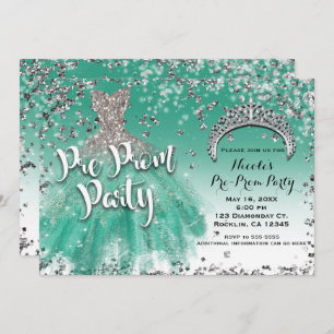 Invitación Del trullo y de la plata del purpurina del vestido
