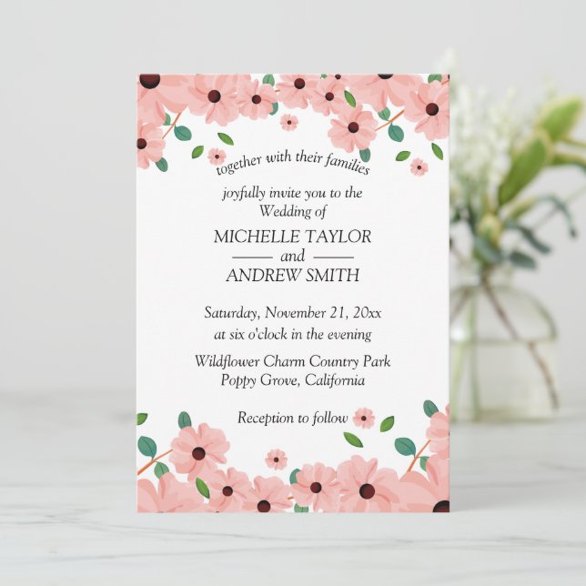 Invitación del vector Boda de flores (Anverso de pie)