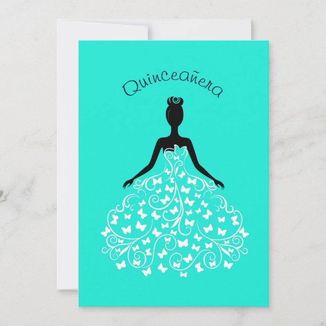 Invitación del vestido de bola de Quinceanera de (Anverso)