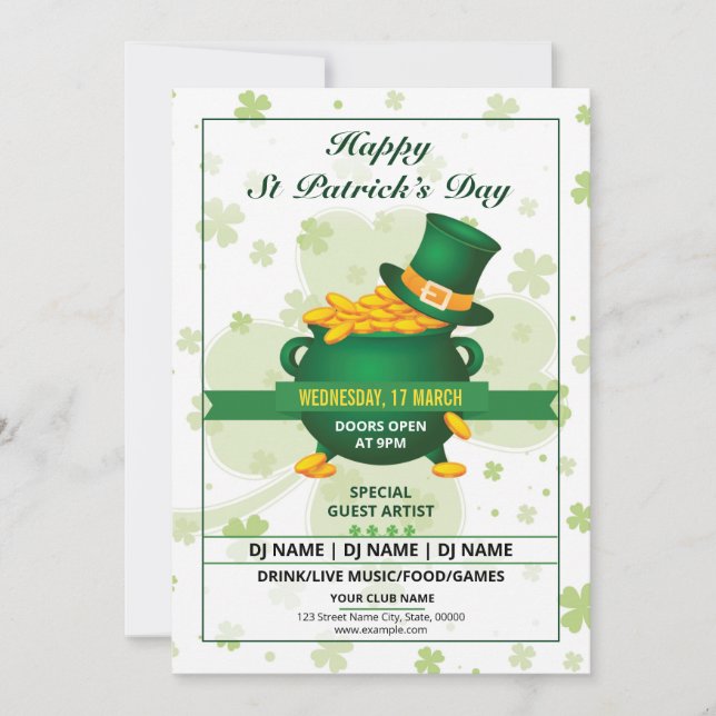 Invitación del viajero de Saint Patricks (Anverso)
