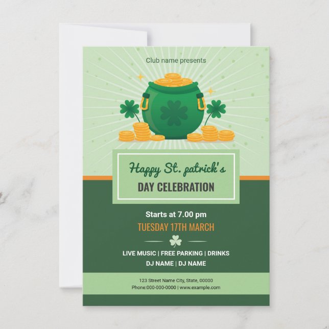 Invitación del viajero de Saint Patricks (Anverso)