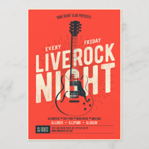 Invitación del volante de promoción musical de roc