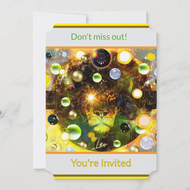 Invitación del Zodiaco Leo el León (Anverso)
