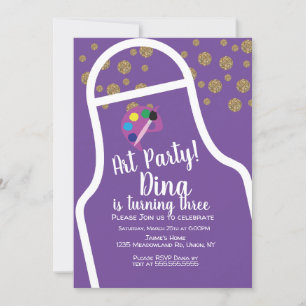 Invitación Delantal Brillante Arte Fiesta de Cumpleaños Pince