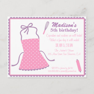 Invitación Delantal Elegante de Moda para Cocinar y Hornear F