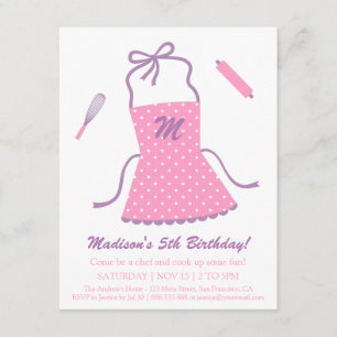 Invitación Delantal Moderno Elegante Cocina Repostería Fiesta