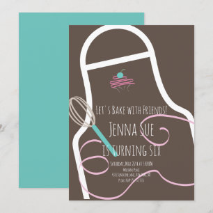 Invitación Delantal para magdalenas de fiesta de cumpleaños