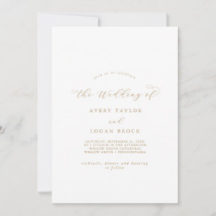 Invitación Delante y detrás del elegante guión dorado del Bod