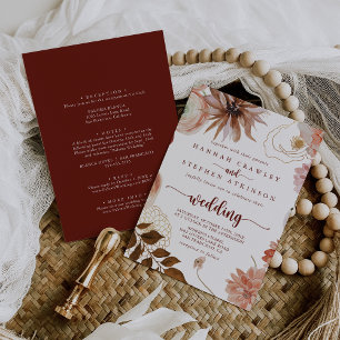 Invitación Delantero floral dorado y ruidoso Boda trasero