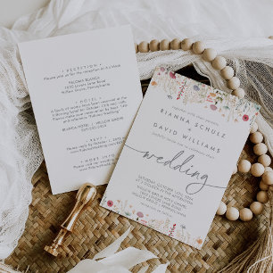 Invitación Delantero y Boda trasero de flor silvestre galant
