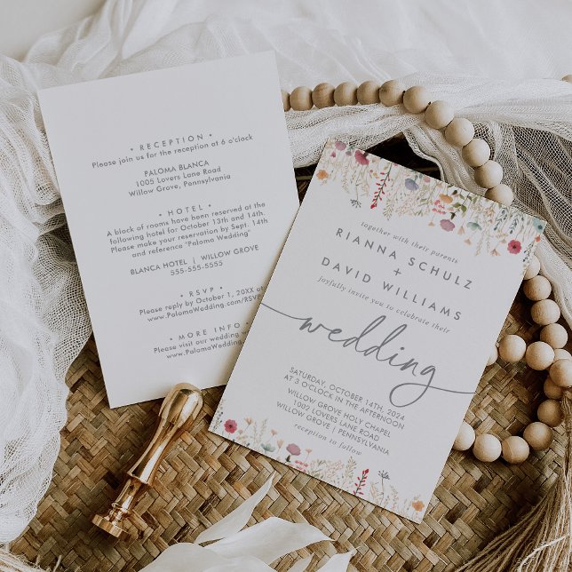 Invitación Delantero y Boda trasero de flor silvestre galant  (Subido por el creador)