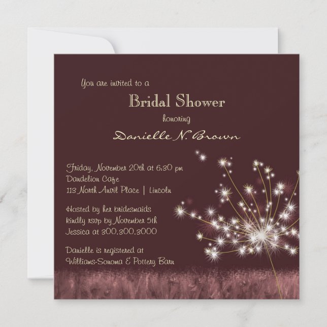 Invitación Deleitado Dandelion Floral Bridal Shower (Anverso)