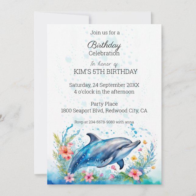 Invitación Delfín Adorable (Anverso)