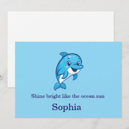 Invitación Delfín Azul Feliz y Lindo Dibujo Animado Criatura 