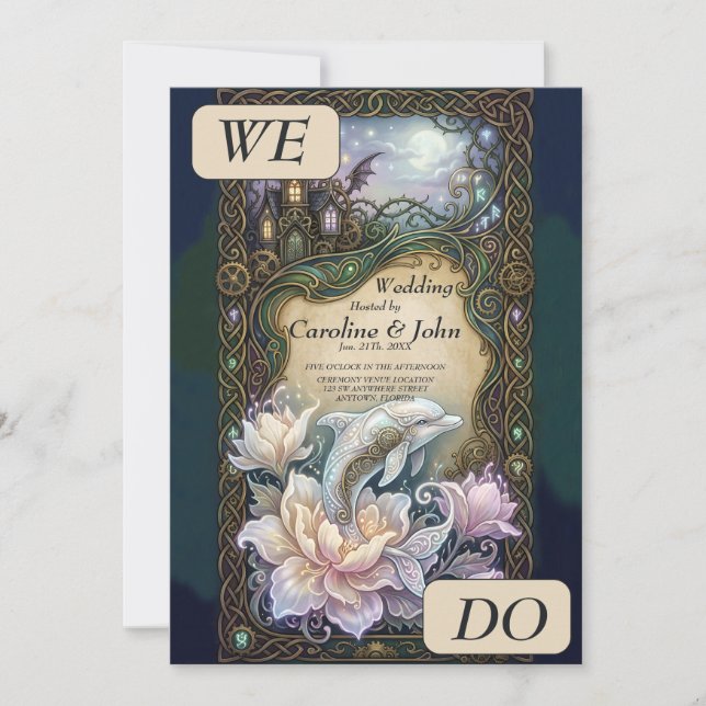 Invitación Delfín celta encantado. (Anverso)