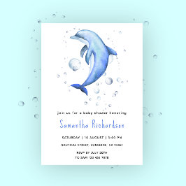 Invitación Delfín de Acuarela Bajo el Mar Baby Shower