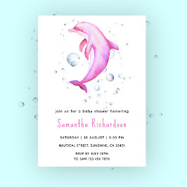 Invitación Delfín de Acuarela Bajo el Mar Baby Shower