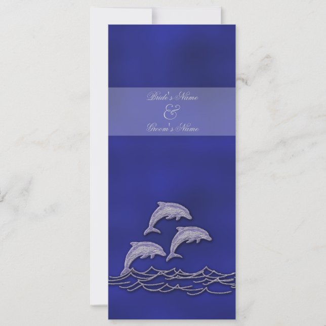 Invitación Delfín de bodas de playa azul elegante (Anverso)