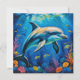Invitación Delfín de pintura de aceite