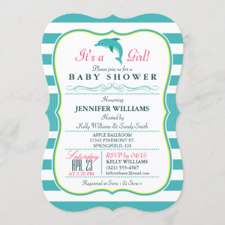 Invitación Delfín, elegante, tema náutico Baby Shower