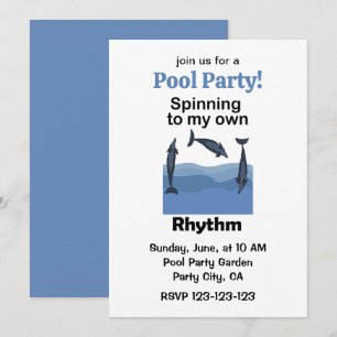 Invitación Delfín Girador Girando Al Ritmo De Mi Fiesta En La