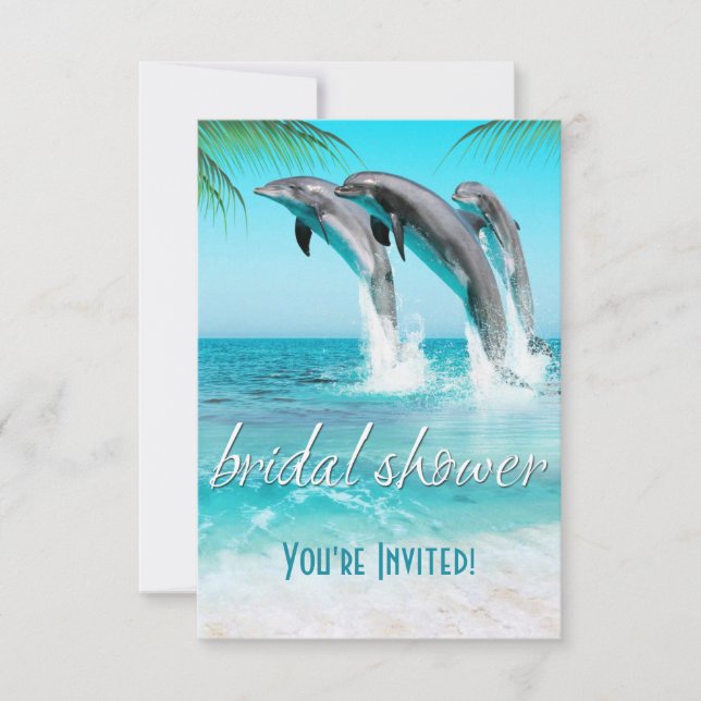 Invitación DELFINES DE DOLOR TROPICAL OCEAN Bridal Shower (Anverso)