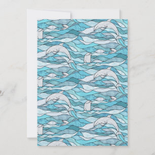 Invitación Delfines de vidrio manchado del océano azul