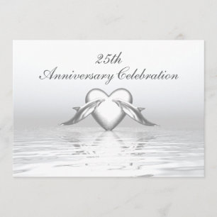 Invitación Delfines y Corazón del Aniversario de Plata