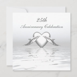 Invitación Delfines y Corazón del Aniversario de Plata