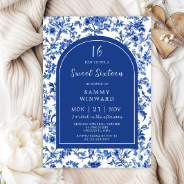 Invitación Delft Blue Antique Chinoiserie Sweet 16