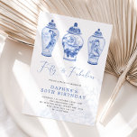 Invitación Delft Blue Chinoiserie Ginger Jar 50 cumpleaños<br><div class="desc">Hermoso diseño de estilo chinoiserie con elegantes jarrones de jengibre de porcelana azul y blanco</div>