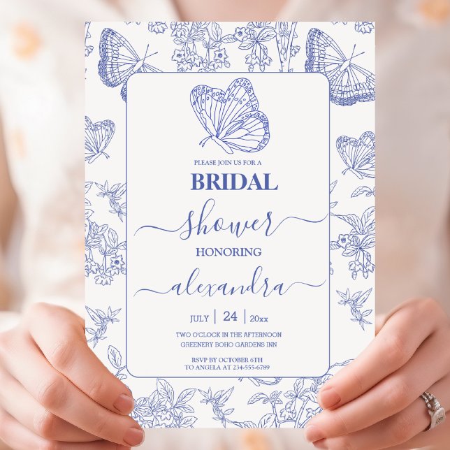 Invitación Delft Blue White Chinoiserie Floral Bridal Shower (Subido por el creador)