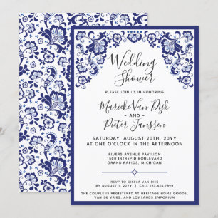 Invitación Delfts Blauw   Ducha Delft Blue Dutch Wedding