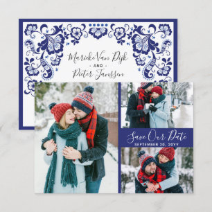 Invitación Delfts Blauw   Fotos de Save The Date en Azul de D