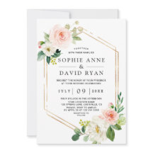 Delicada acuarela Boda dorado de color blanco rosa