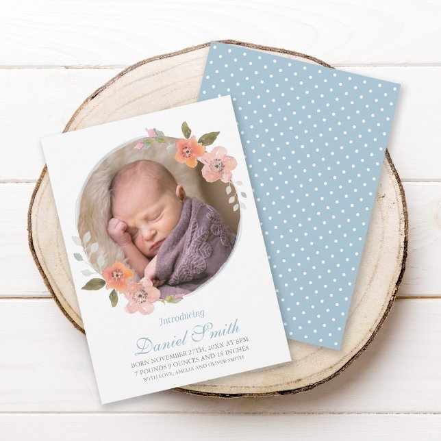 Invitación Delicada Azul Floral Bebé (Subido por el creador)