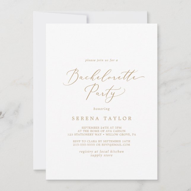 Invitación Delicada Bachelorette (Anverso)